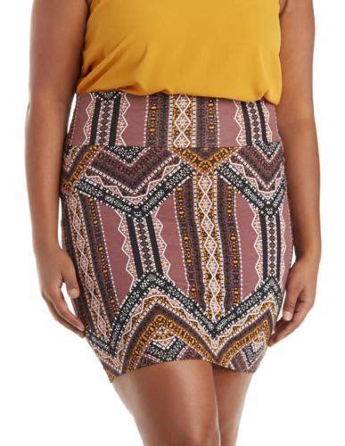 Plus Size Printed Bodycon Mini Skirt Mini Skirts Skirts Plus Size