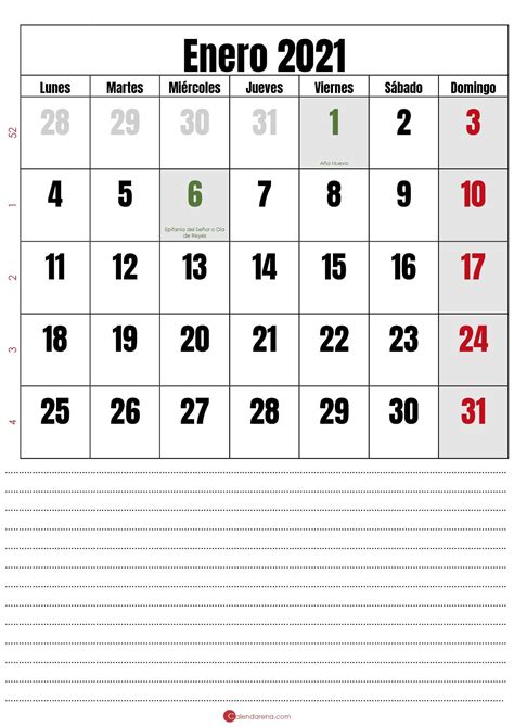 Calendario Enero 2021 Con Notas Download Cute Wallpapers 2021 Calendar