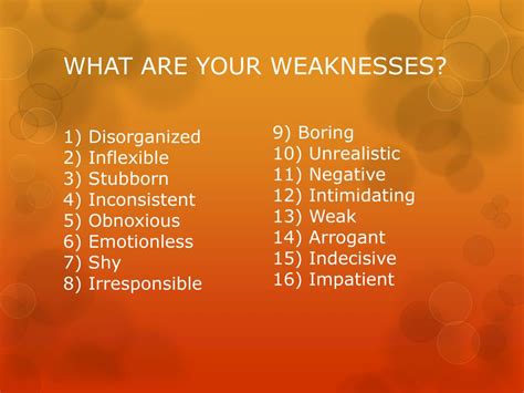 Ppt What Are Your Weaknesses Powerpoint Presentation Free Download