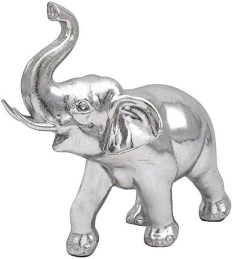 Lp47702 Silver Art Standing Elephant 23cm 55921 Ornaments