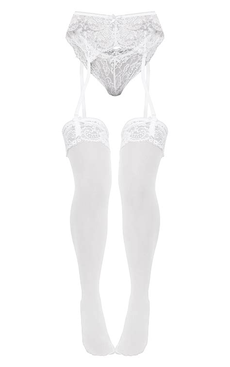 White Suspender Hold Up And Knickers Set Prettylittlething Usa