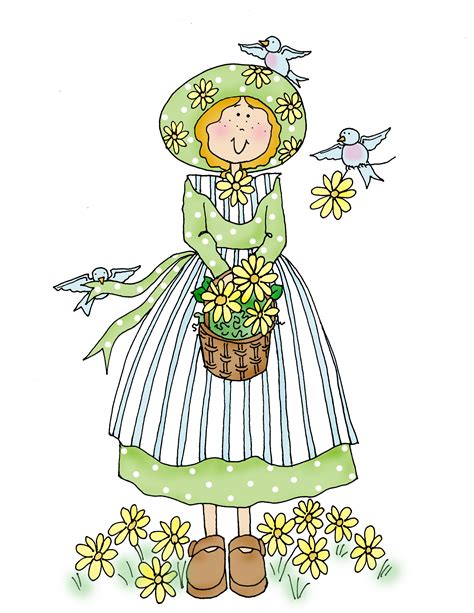 Daisy Girl Color Dearie Dolls Digi Stamps Free Printables