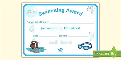Swimming Award Certificate Template