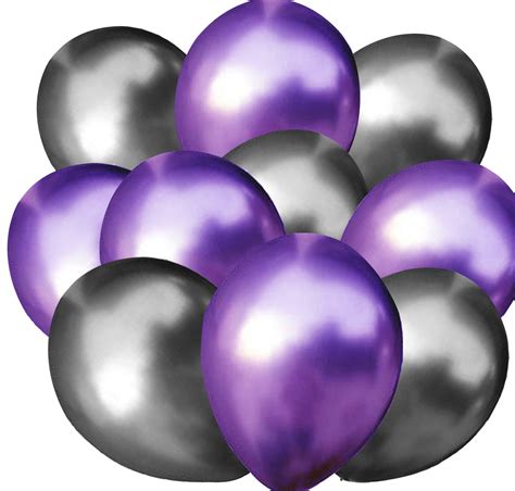 10 Pack Of Black And Purple Metallic Balloons 5 Metallic Black Etsy
