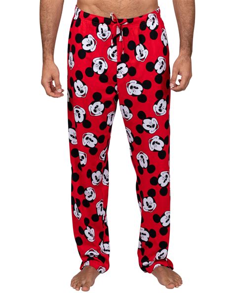 Disney Mens Pants Fun Print Pajama Lounge Pants Joggers Red Size