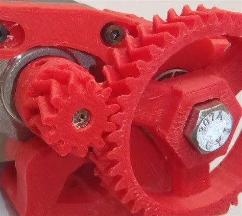 3d Printed Herringbone Gears In Red Abs Airwolf 3d Printers