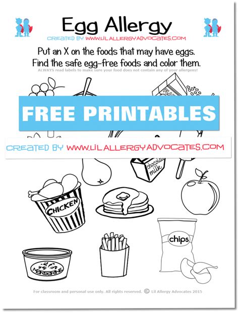 Food Allergy Match And Identify Printables Lil Allergy Advocates