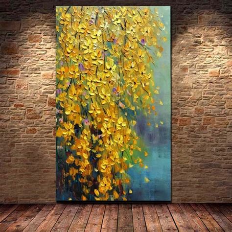 Buy Large 100 Handp Painted Yellow Flower Abstract