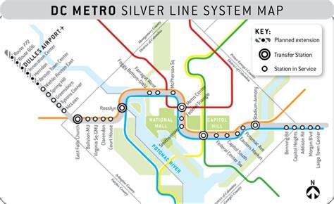 Washington Dc Metro Map Silver Line Map Vector