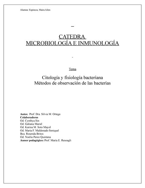 Tema 1 Citología Y Fisiología Bacteriana 2 Catedra MicrobiologÍa E