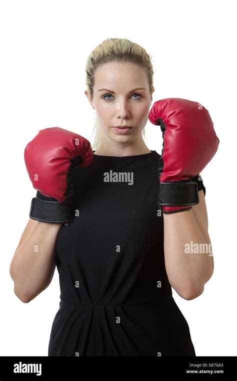Business Woman Wearing Boxing Gloves Stock Photo Alamy