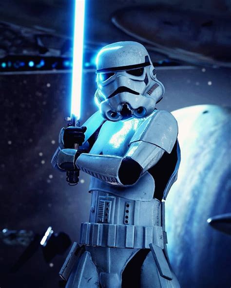 Stormtrooper With Blue Light Saber Star Wars Images Star Wars