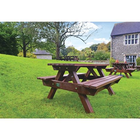 Heavy Duty Picnic Bench Brown 100 Recycled Outdoor Furniture Ypo