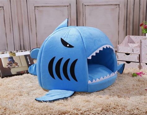 Pet Bed Kamier Shark Round Washable Soft Cotton Dog Cat Pet Bedbluem