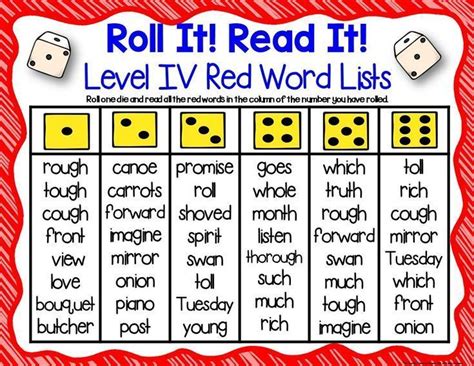 Project Read Support Level Iv Three Red Wordsirregular Spelled Words