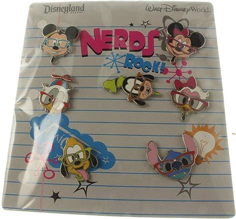 Disney Nerds Rock Heads 7 Piece Pin Set Multi Small Clothing