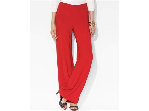 Lauren By Ralph Lauren Wide Leg Dress Pants In Red Cherry Red Lyst