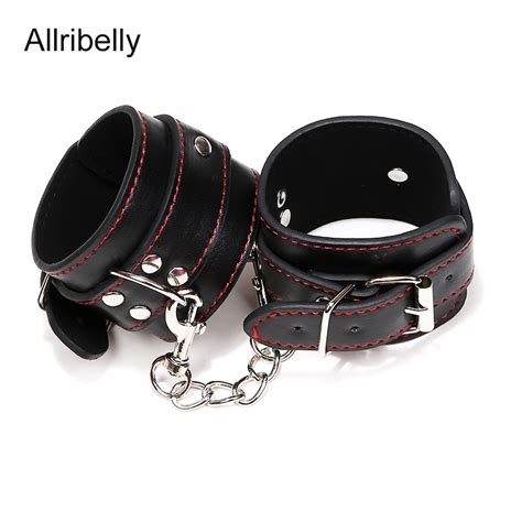 Buy Hot Sexy Adult Black Handcuffs Anklet Red Suture