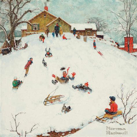 Norman Rockwell 1894 1978 Landscapes Sledding 1950s Paintings