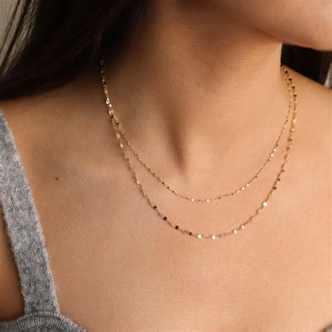 K Gold Chain Necklace Delicate Dainty Layered Necklace Etsy Uk