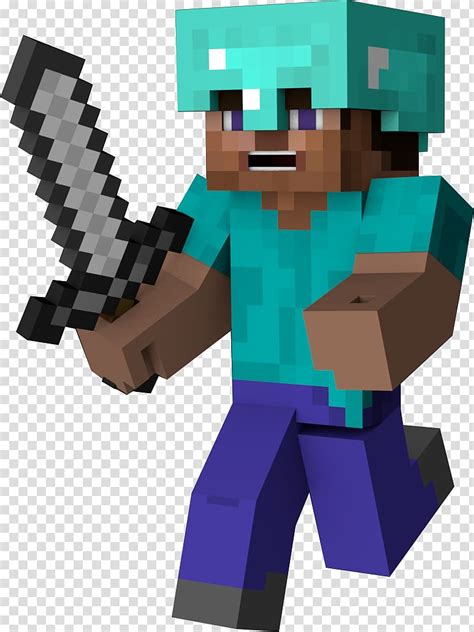 Free Download Minecraft Character Holding Gray Sword Illustrating