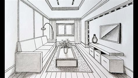 How To Draw A Living Room In One Point Perspective