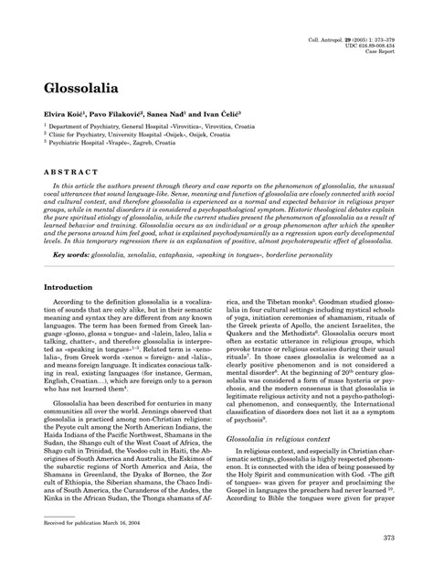 Pdf Glossolalia