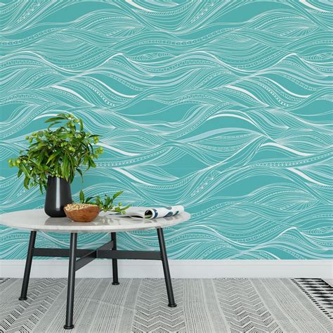 Nautical Waves Removable Wallpaper Self Adhesive Wallpaper Etsy