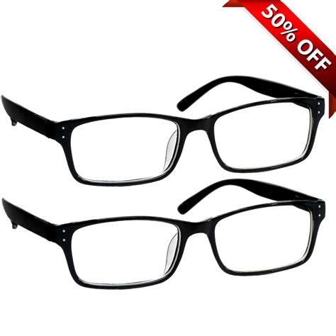 Computer Reading Glasses 0 00 2 Pack Of Readers For Men And Women 2 Black