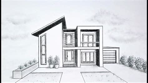One Point Perspective Perspective Drawing Simple House Drawing