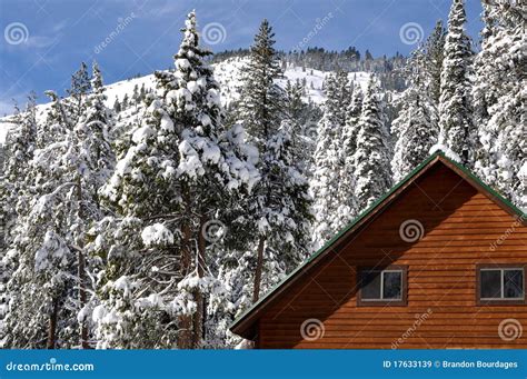 Winter Cabin With Snow Covered Roof Stock Image Image Of Rime Snow