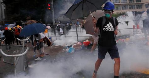 Hong Kong Protests Police Fire Tear Gas At Protesters Opposing