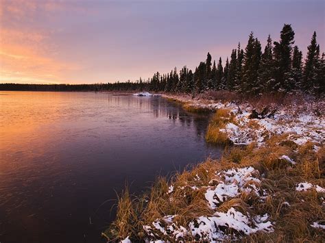 Yukon Sunrise On A Frozen Lake Wallpaper Preview