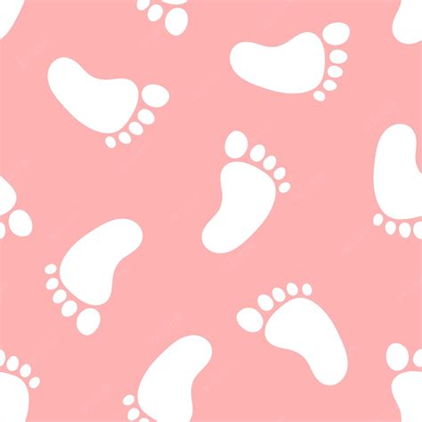 Premium Vector Pink Seamless Pattern With White Footprints