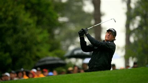 Masters Champion Phil Mickelson Plays His Tee Shot On Hole No 4 During