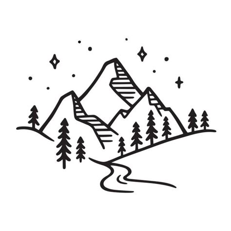 Mountain Line Drawing Illustrations Royalty Free Vector Graphics