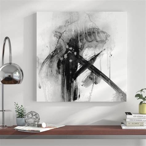 Orren Ellis Black And White Abstract Watercolor Painting Print On