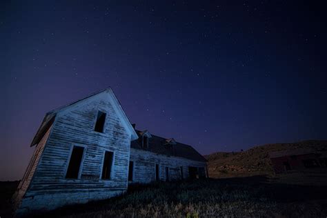 House On A Field Under Night Sky Horiginal Free Public Domain Photo