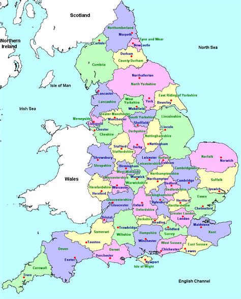 Map Of England With All The Cities