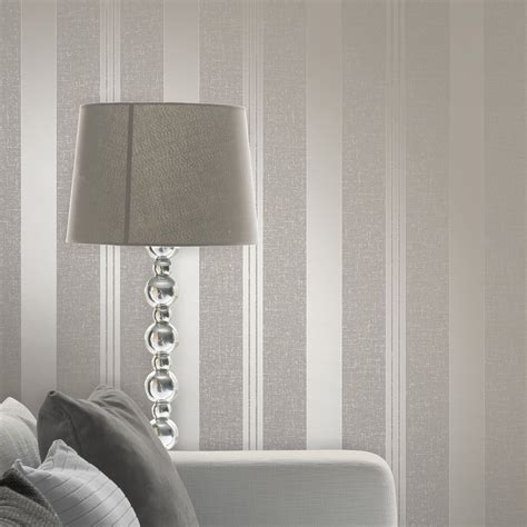 Fine Decor Quartz Stripe Wallpaper Silver Gold Rose Gold Pewter Feature