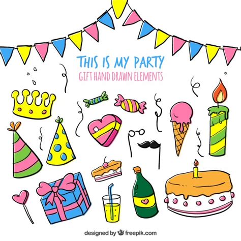 Birthday Party Hand Drawn Collection Free Vectors Ui Download