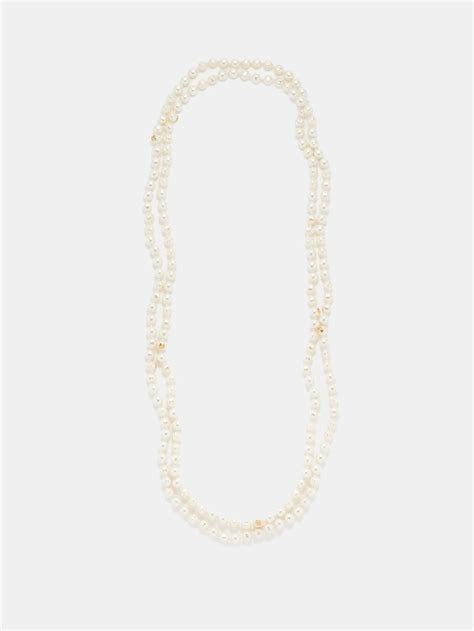 White Gg Faux Pearl Necklace Gucci Matchesfashion Uk