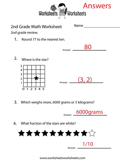 2nd Grade Math Worksheets And Answer Key