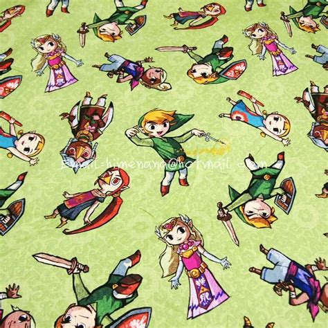 Ze004 1 Yard Cotton Woven Fabric Nintendo The Legend Of Zelda Green