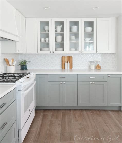 Cliqstudios cabinets in dayton painted white and painted harbor. Centsational Remodel Features White & Gray Kitchen Cabinets