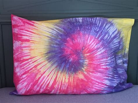 Spiral Tie Dyed Pillowcase Hot Pink Lavender And Yellow Etsy Tie