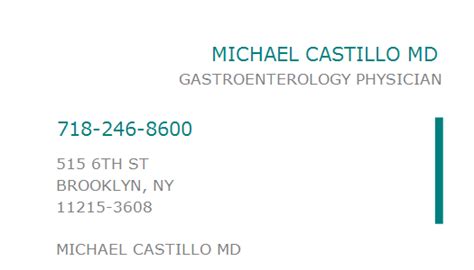 1407389844 Npi Number Michael Castillo Md Brooklyn Ny Npi Registry Medical Coding