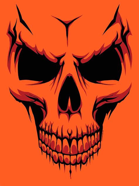 Grinning Skull Orange Tote Bag Buy Online At