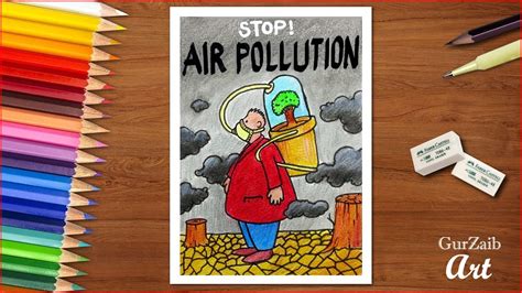 30 Ide Keren Air Pollution Drawing Easy Global Warming Poster