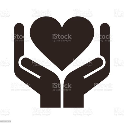 Two Hands Holding Heart Conceptual Design Health Care Service Icon